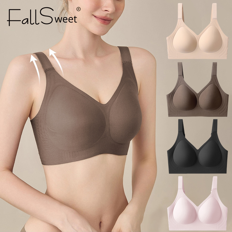 Mastectomy Bra Pocket - FallSweet Damski Biustonosz Push-Up Bezszwowy Plus